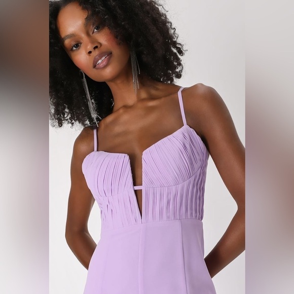 NWOT Lulus Sweetest Splendor Lilac Sleeveless Pleated Bustier Maxi‎ Dress - Picture 4 of 8